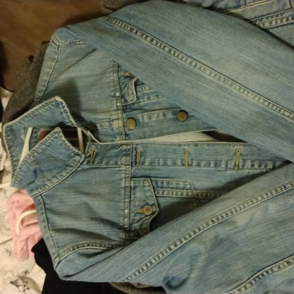 American eagle waste high denim jacket